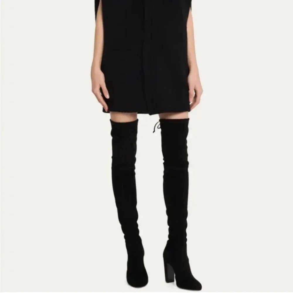 New! Stuart Weitzman Vidaland Black Stretch‎ Crushed Velvet OTK Boots Sz 9 $995